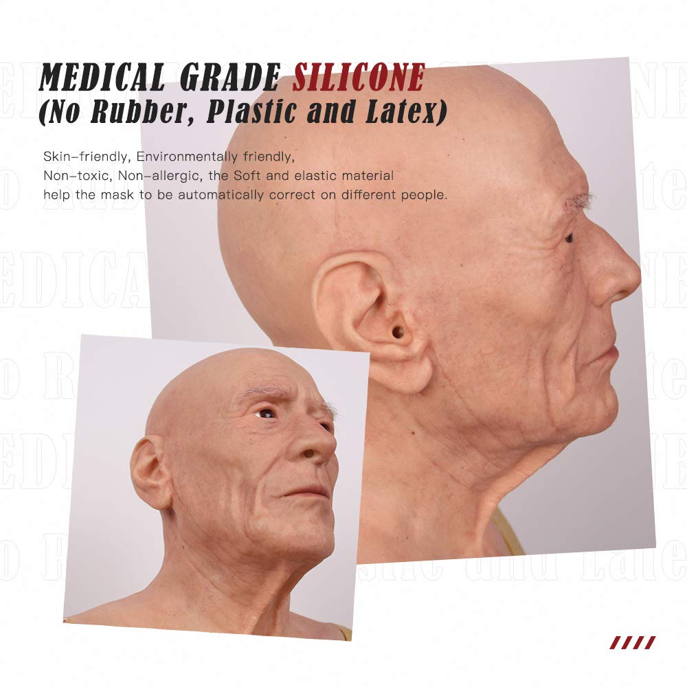 Realistic Old Man Silicone Mask for Adults - Halloween Cosplay, Disguise Costume & Crossdressing - Perfect for Parties, Pranks, and Theatrical Performances