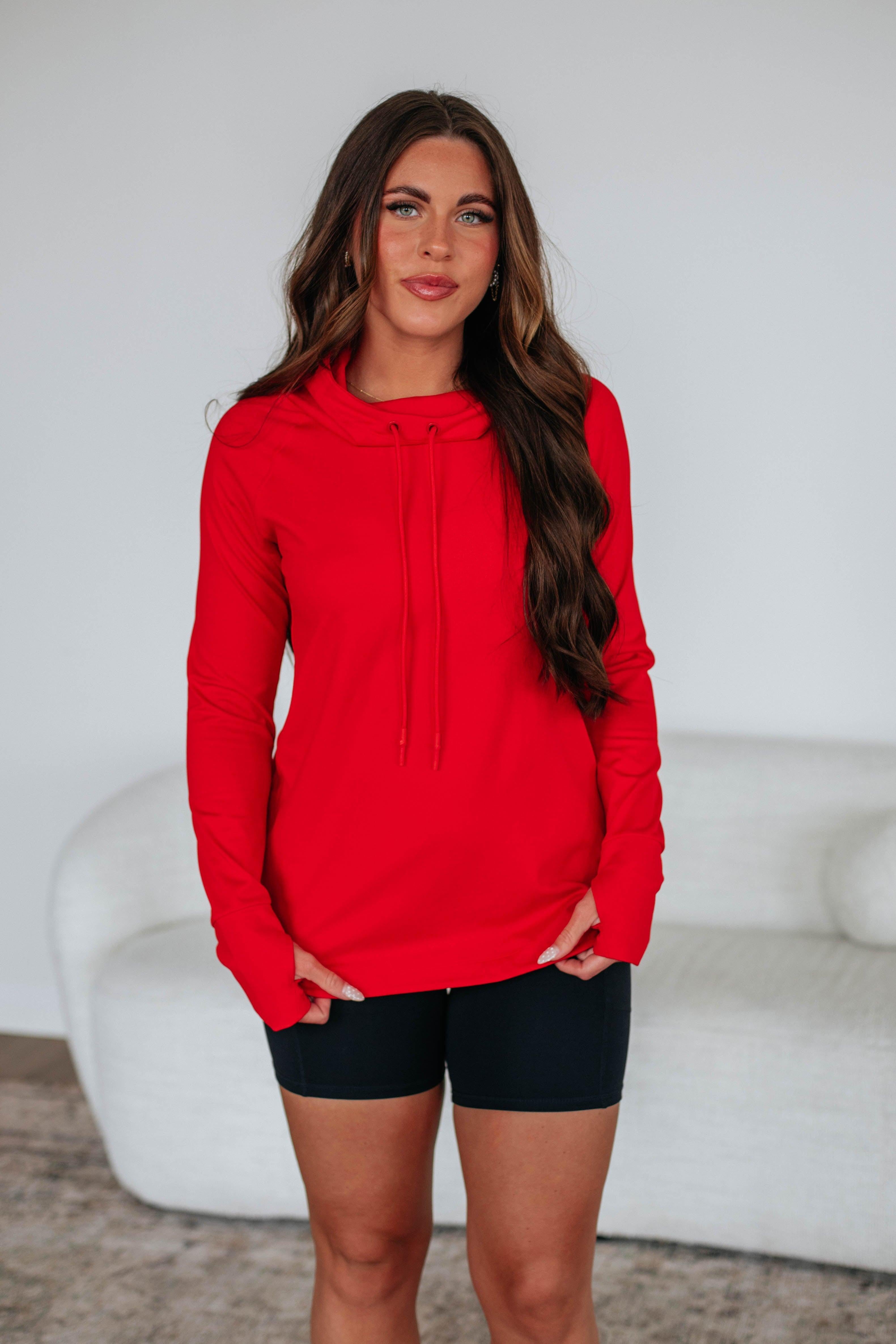 Alice Active Hoodie - Women's Lightweight Zip Up Hooded Sweatshirt for Running & Gym - Cherry Red - Perfect for Workouts & Casual Wear