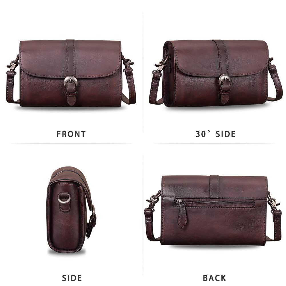 Genuine Leather Small Purses for Women - Vintage Real Leather Shoulder Bag Crossbody Purse Satchel with Adjustable Strap | Perfect for Everyday Use, Travel, and Special Occasions