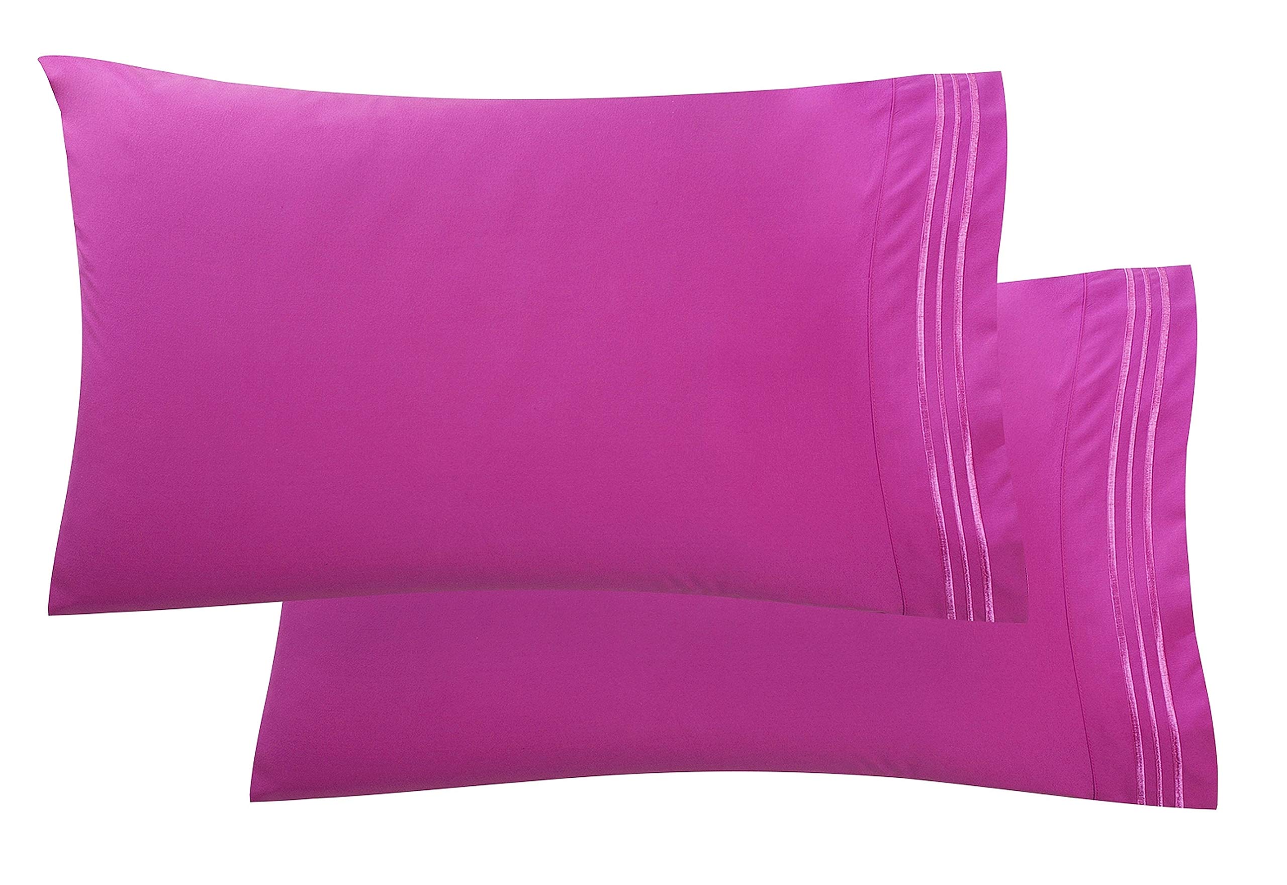 Luxury Ultra-Soft 2-Piece King Size Pillowcase Set - 1500 Thread Count Premium Hotel Quality Microfiber, Double Brushed & Wrinkle Resistant - Elegant Pink Bedding for Home, Hotel, or Gift - Perfect for Master Bedroom, Guest Room & Airbnb Stays