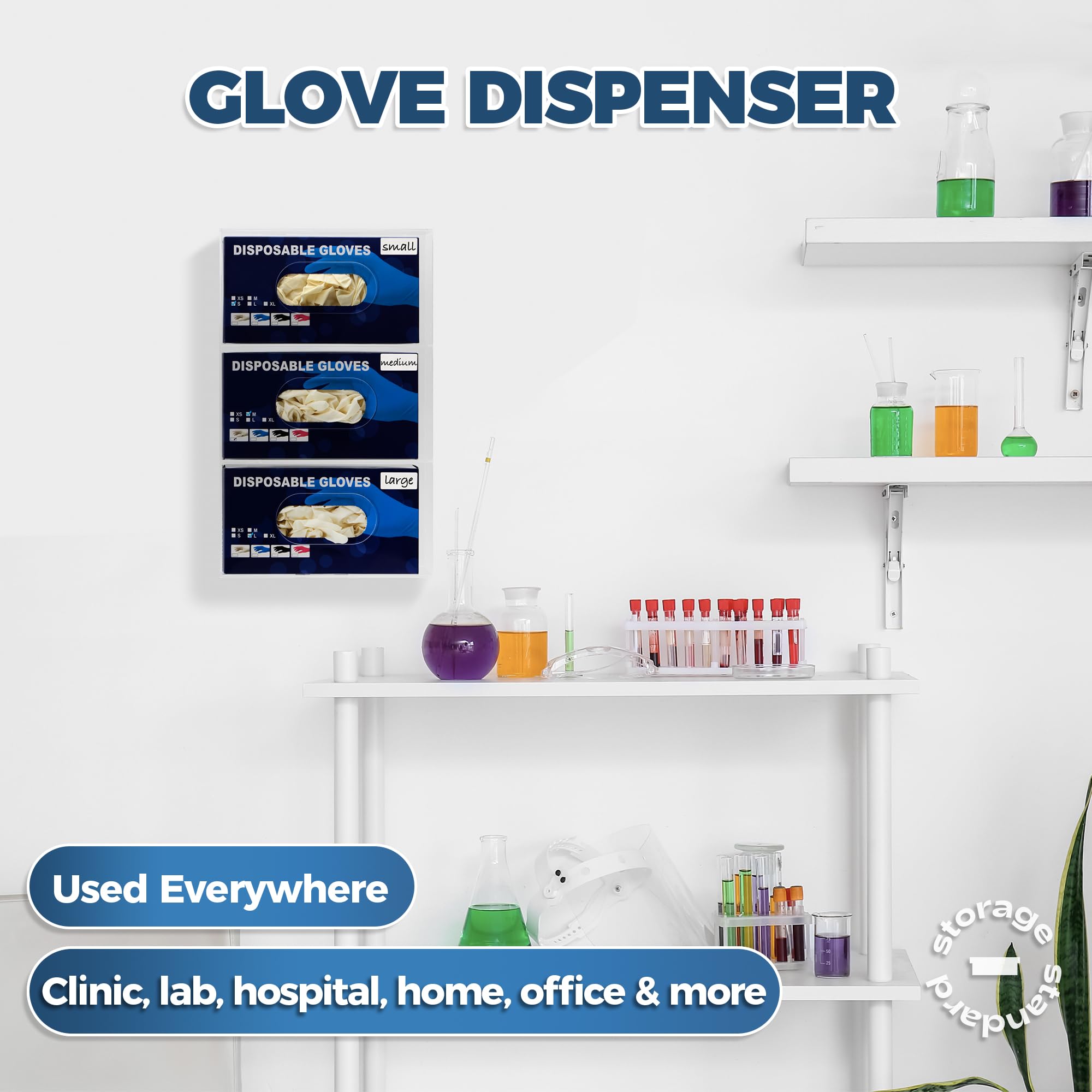 Wall Mount Glove Dispenser for Medical & Kitchen Use - 16.5x10x3.5 Inches