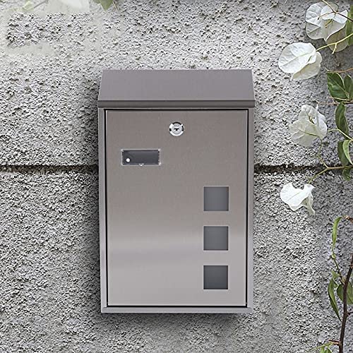 Stainless Steel Lockable Mailbox with Key - Waterproof Wall Mounted Letter Box for Garden, House & Post - Perfect for Outdoor, Patio, and Front Yard Use