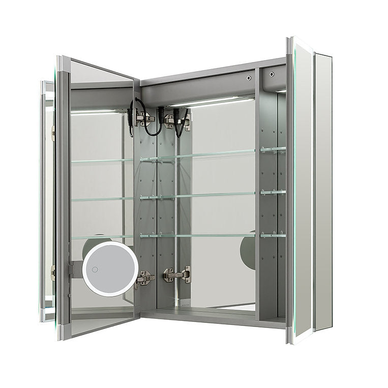Aquadom Edge Royale 36x32 Inch LED Lighted Triple Door Bathroom Medicine Cabinet - Perfect for Modern Homes & Spa-Like Bathrooms