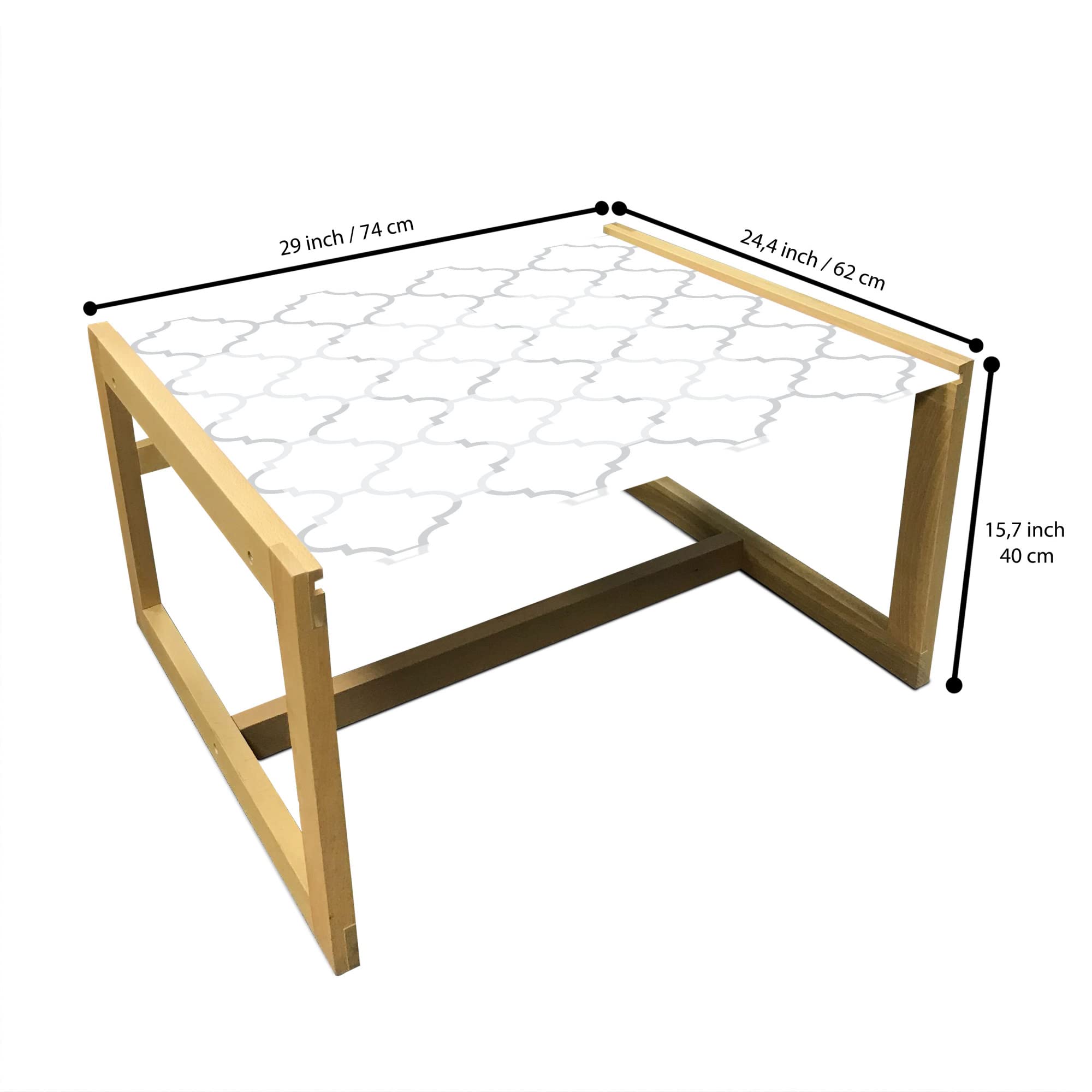 Modern Grey Coffee Table - Geometric Acrylic Glass & Wooden Frame for Office & Dorm Decor