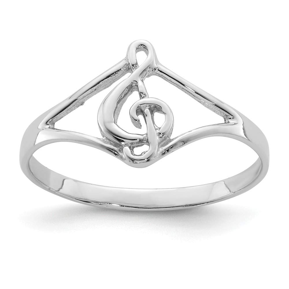 Jewels By Lux Sterling Silver Rhodium-Plated Polished Music Note Ring for Women - Elegant Jewelry Gift for Musicians, Music Lovers & Concert Goers