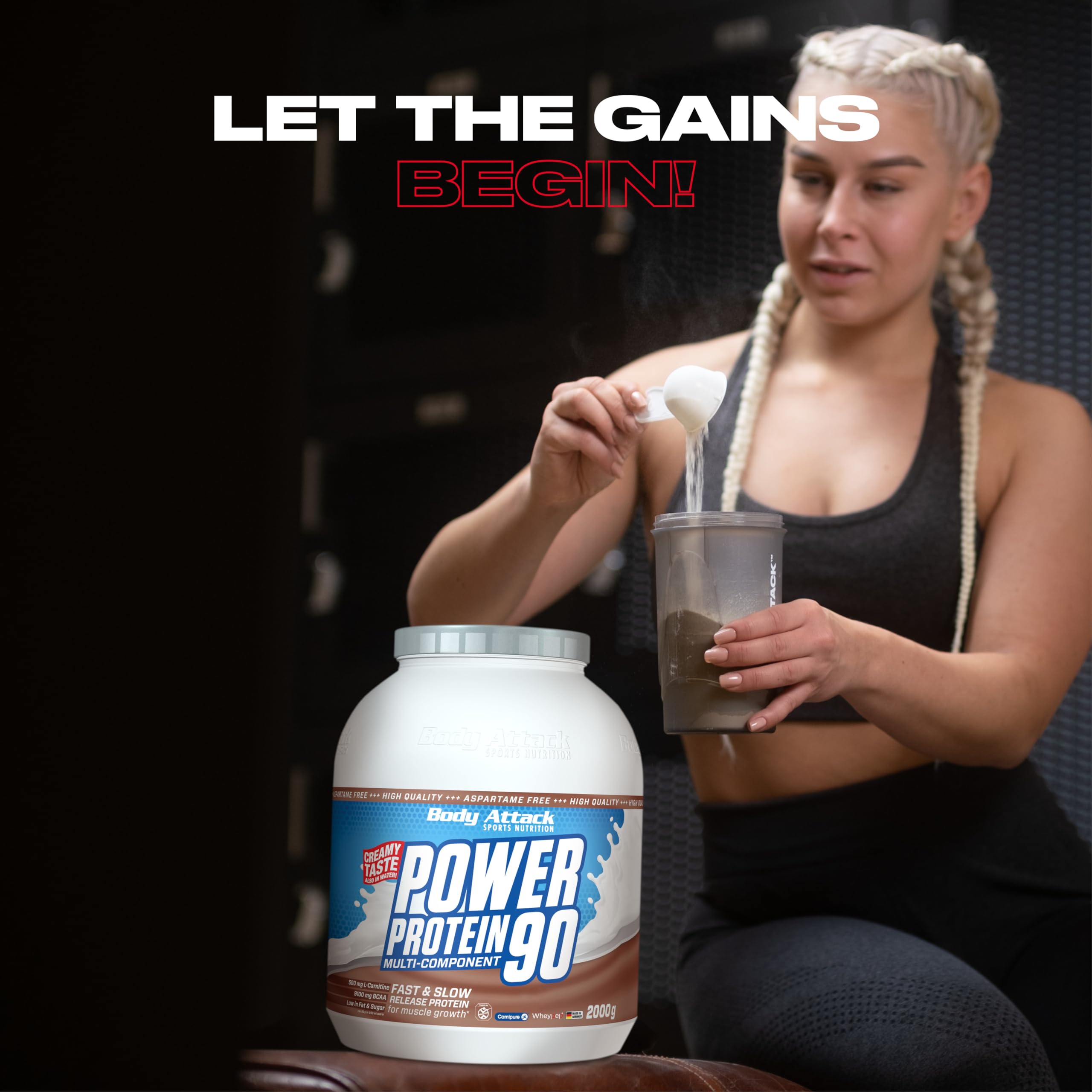 Body Attack POWER PROTEIN 90 - Chocolate Nut Nougat Flavor - 2kg Multi-Component Protein Powder with BCAA, Vitamins & L-Carnitine | Made in Germany | Creamy Protein Shake for Muscle Recovery & Workout Nutrition | Perfect for Post-Workout, Fitness Enthusiasts & Bodybuilding