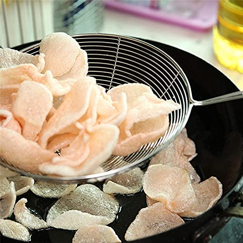 Premium Stainless Steel Oval Skimmer - Fine Mesh Oil Pot & Food Strainer for Frying, Cooking, Baking - Durable Kitchen Colander (Medium Size) | Perfect for Deep Frying, Draining Pasta, Straining Stocks & Baking Prep