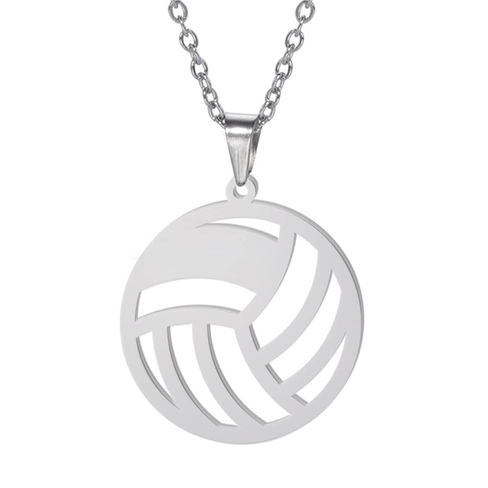 Stainless Steel Volleyball Charm Necklace for Women & Girls - Sporty Jewelry Gift for Athletes, Players & Fans - Perfect for Daily Wear, Games & Training
