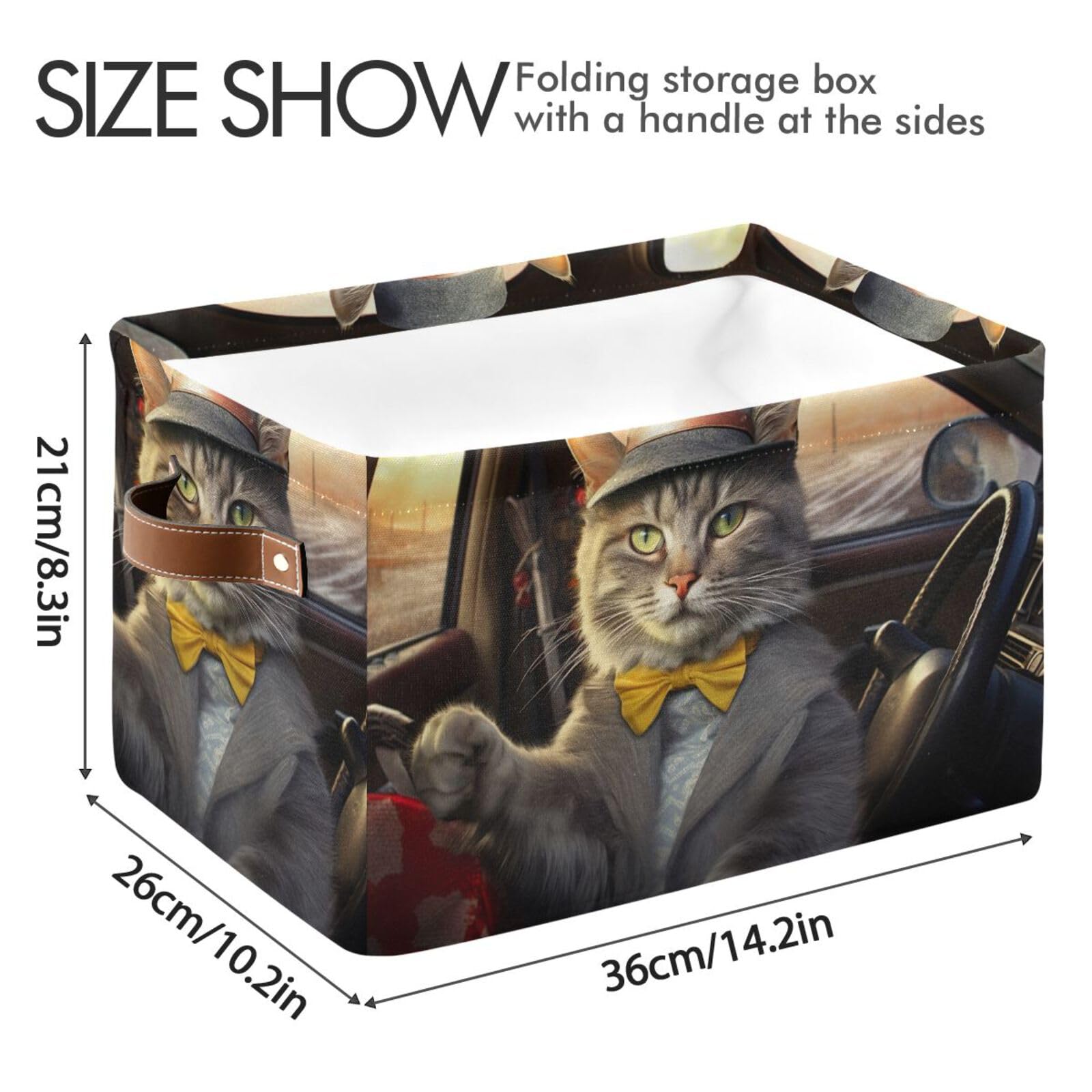 Foldable Canvas Storage Baskets with Handles - 2 Pack Rectangle Fabric Organizer Boxes for Clothes, Home & Office Organization | Perfect for Closet Shelves, Bedroom Storage & Decorative Home Organization