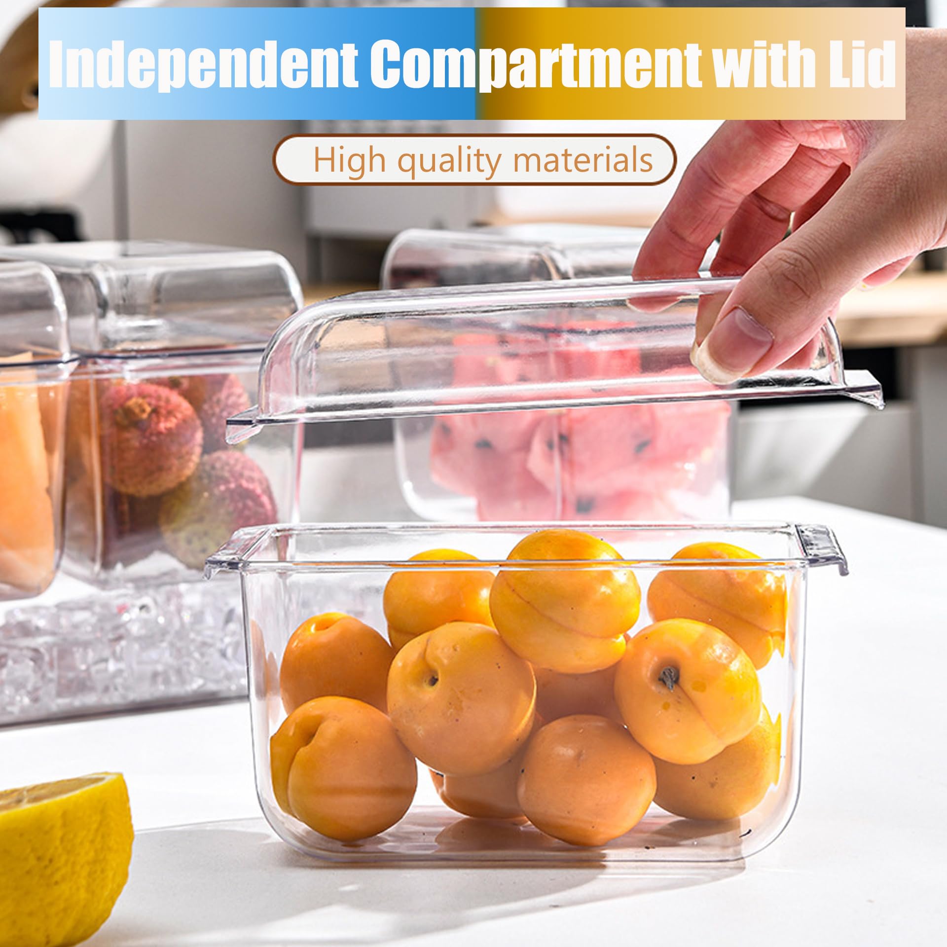 Ice Chilled Condiment Caddy with 4 Containers (2.8 Cup Capacity) - Airtight Lids, Party Serving Tray for Fruits, Salads, Nuts, Candy & Snacks - Perfect for Taco Bars, BBQs, Picnics & Outdoor Gatherings