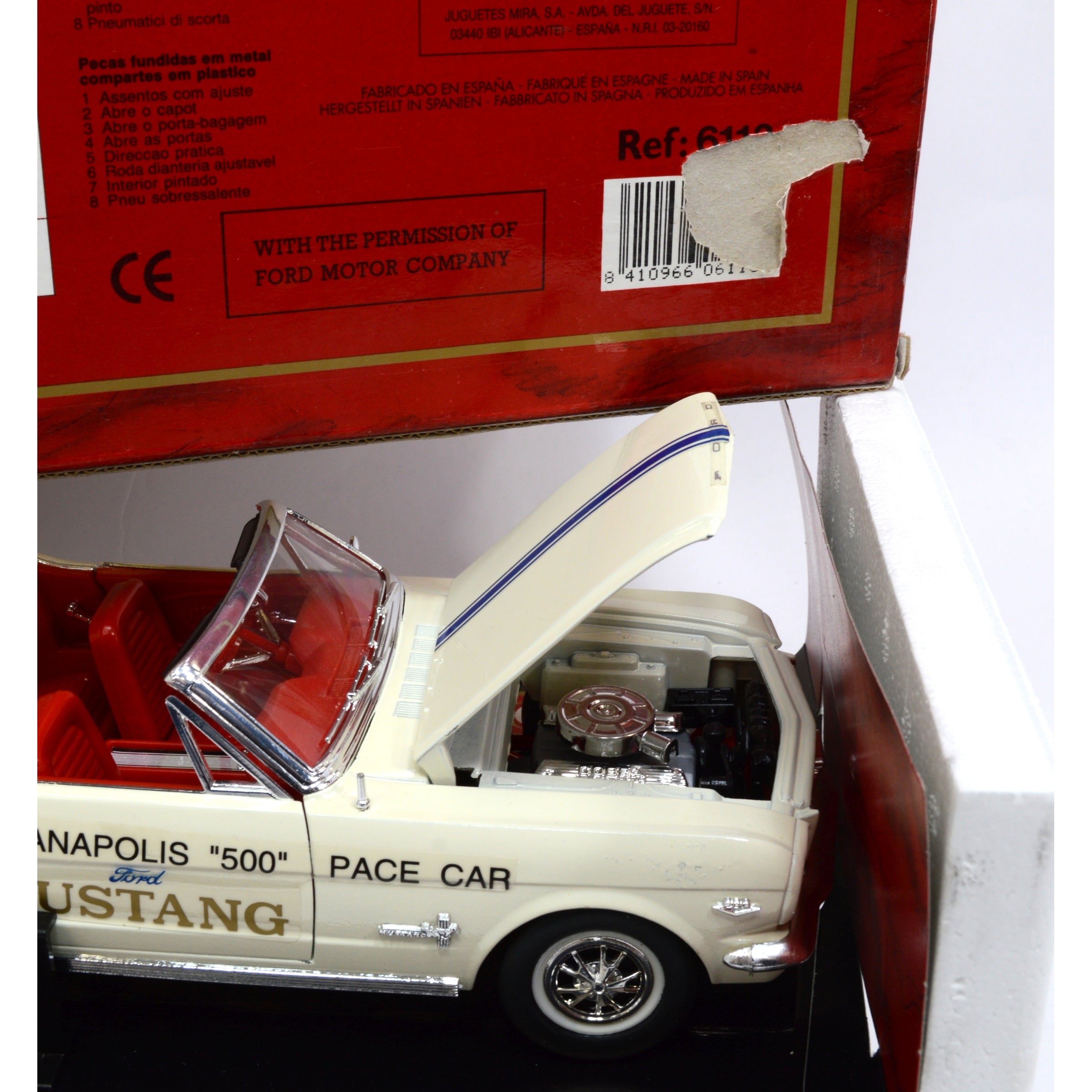 1:18 Scale Diecast 1965 Ford Mustang Indy 500 Pace Car - MIRA Golden Line Collectible Model - Perfect for Display, Gifts & Racing Enthusiasts