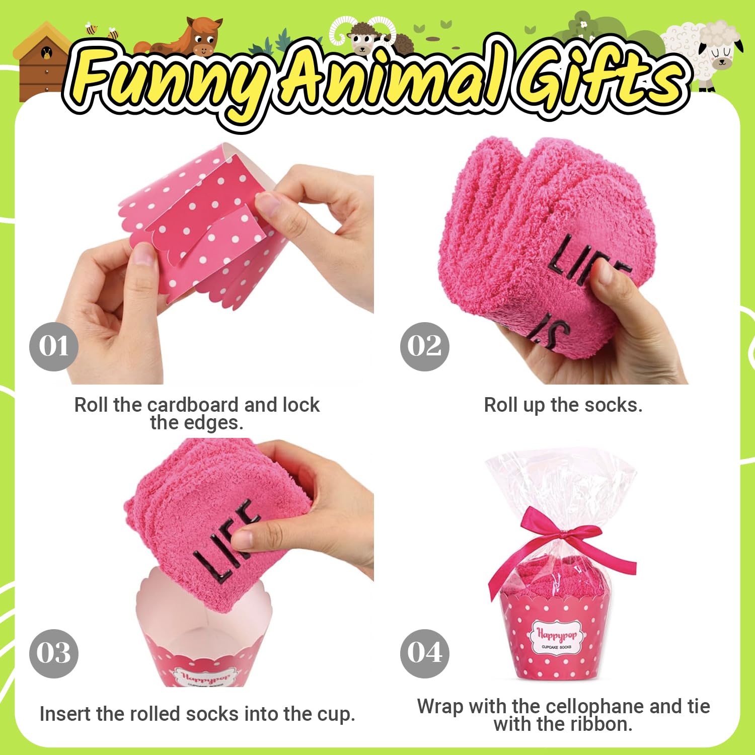 HappyPop Women's Fuzzy Pink Goat Socks - Cozy Winter Warm Socks for Goat Lovers - Perfect Gift for Christmas, Birthday & Animal Lovers - Ideal for Home, Office & Outdoor Activities