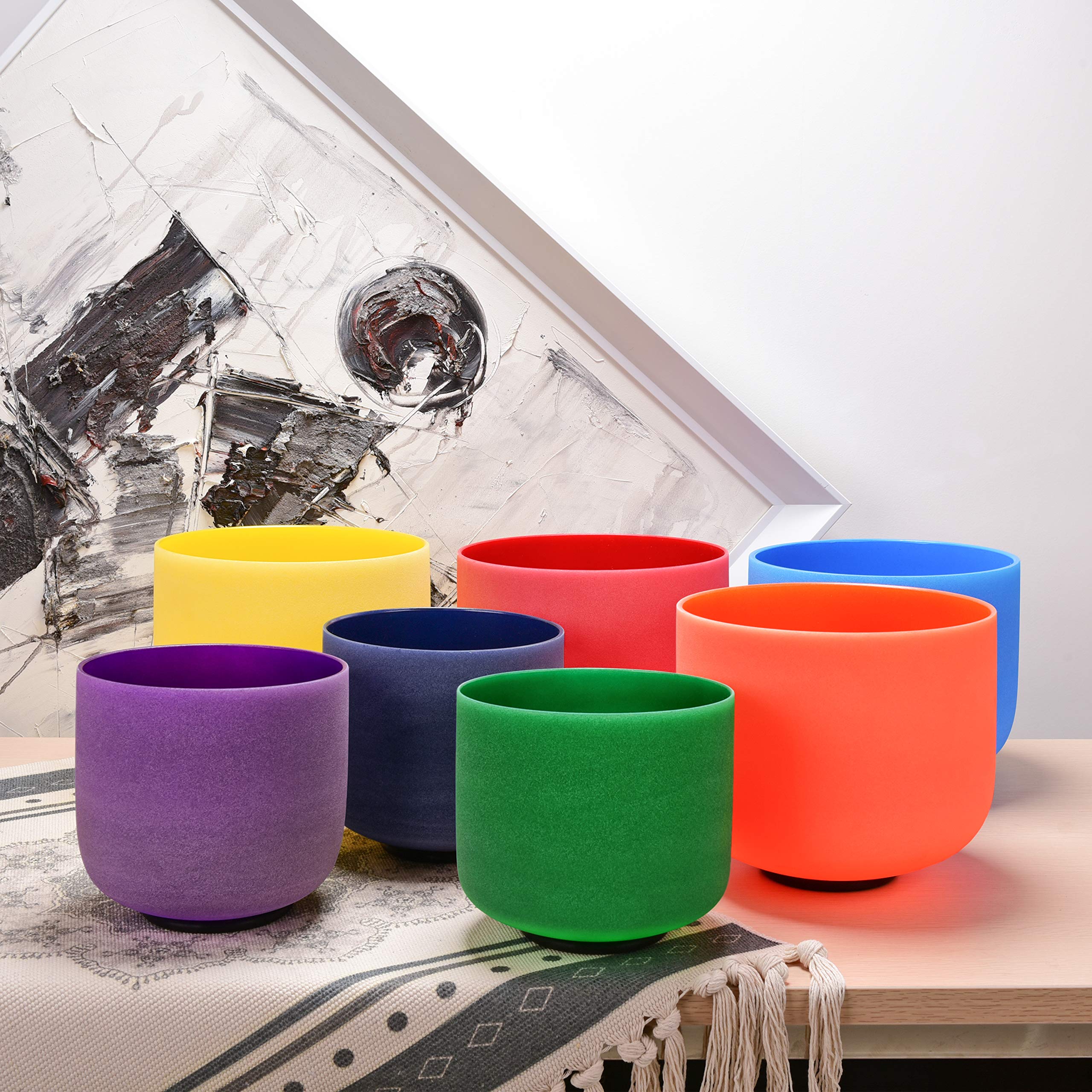 TOPFUND 7 Chakra Crystal Singing Bowl Set - 8-10 inch Handcrafted Healing Bowls with Mallets & Durable Carrying Case for Meditation, Yoga, Sound Therapy & Spiritual Healing