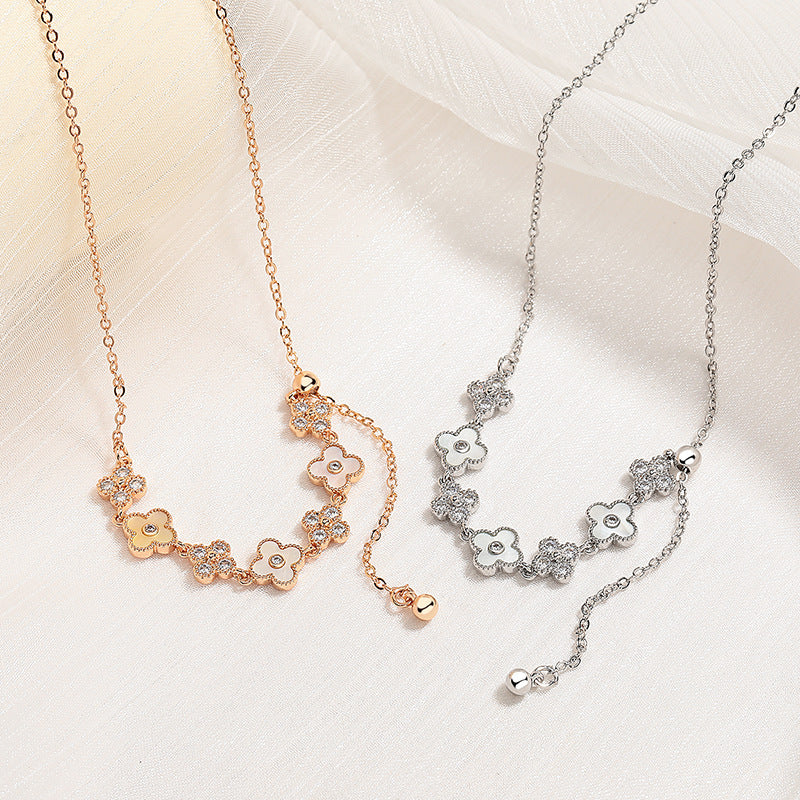 Y Chain Clover Floral Gold Necklace | Elegant 18K Gold Plated Pendant Necklace for Women | Perfect for Valentine's Day, Anniversary Gifts & Everyday Wear