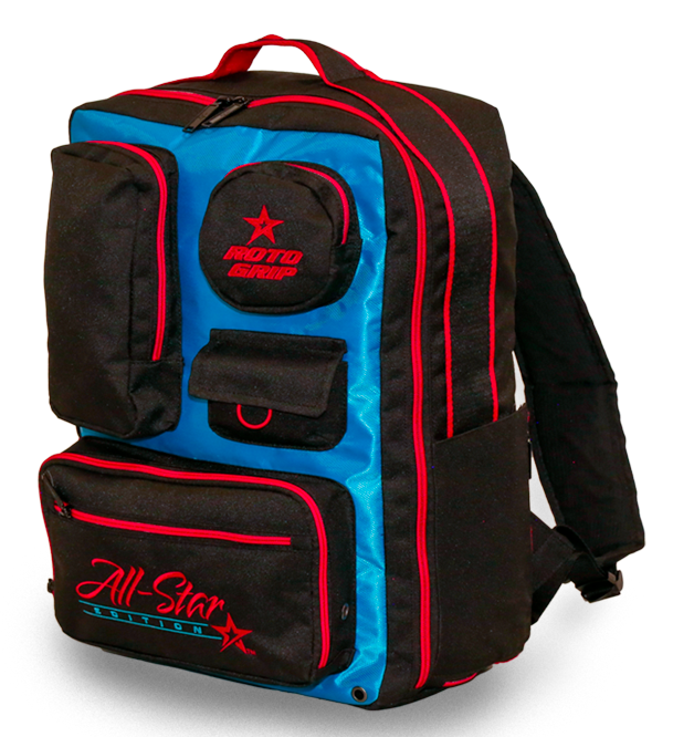 Roto Grip Topliner Competitor Black/Red/Blue Bowling Backpack - Durable Bowling Bag for Tournaments & League Play - Perfect for Bowling Balls, Shoes & Accessories