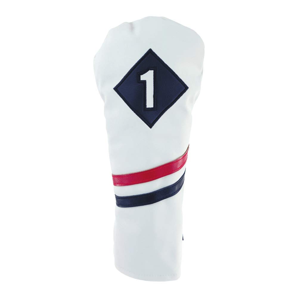 Ram Golf Premium Vintage Style PU Leather Headcovers - Retro White for Irons, Woods, and Drivers - Perfect for Classic Golf Enthusiasts