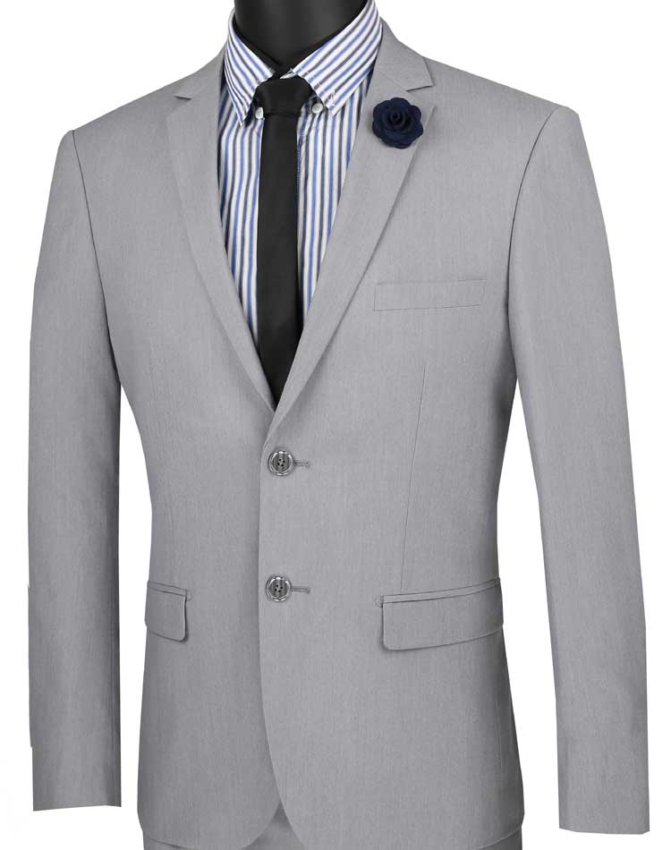 Gray Ultra Slim Fit Suit 2 Buttons 2 Piece Set - Formal Business Attire for Weddings, Interviews & Office Wear