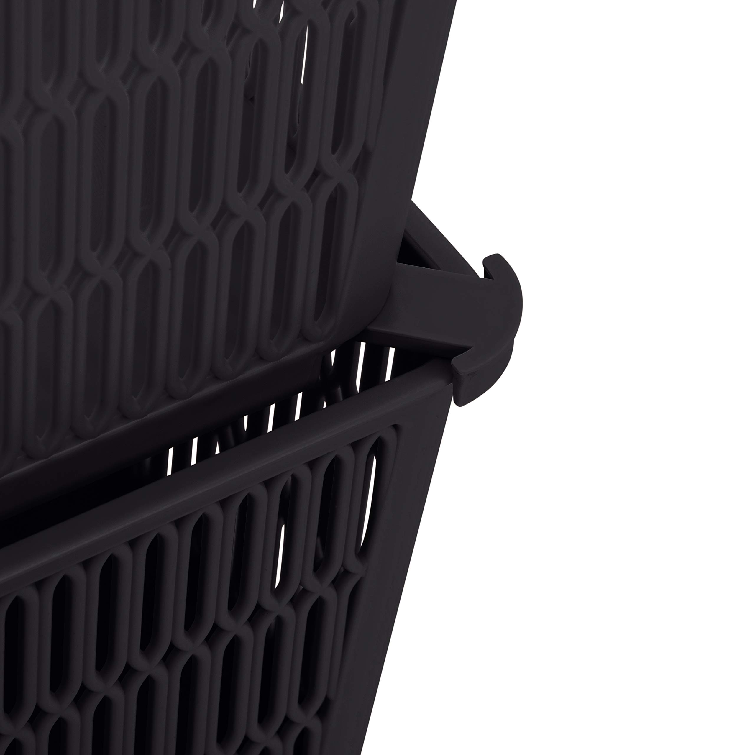 Simplify 2-Pack Large Slide & Stack It Tote Baskets - Versatile Storage & Organization Bins with Stackable Design for Bathroom, Craft Room, Pantry, Playroom & Office - Perfect for Home Organization & Decluttering (Black)