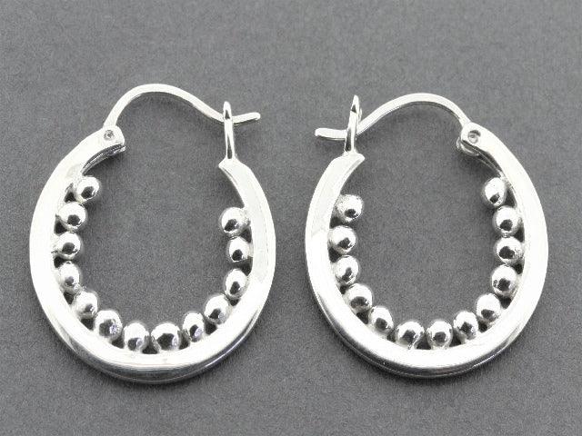 Sterling Silver Pony Bead Circle Hoop Earrings for Women - Boho Chic Jewelry for Everyday Wear & Special Occasions