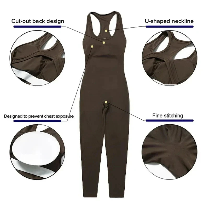 Women's Sexy Gym Tracksuit Bodysuit - Soft One Piece Workout Set for Yoga, Fitness & Sports | Comfortable Siamese Sportswear Jumpsuit for Women | Perfect for Gym, Running & Active Lifestyle