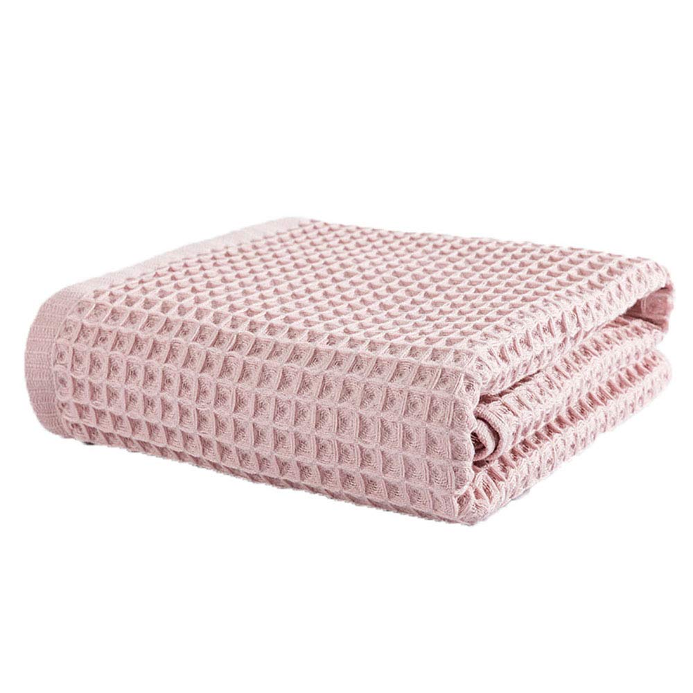 3-Piece Waffle Weave Bath Towel Set - Soft Absorbent Bath Towel, Hand Towel & Face Towel (Pink) | Luxury Spa & Bathroom Essentials for Home & Hotel Use