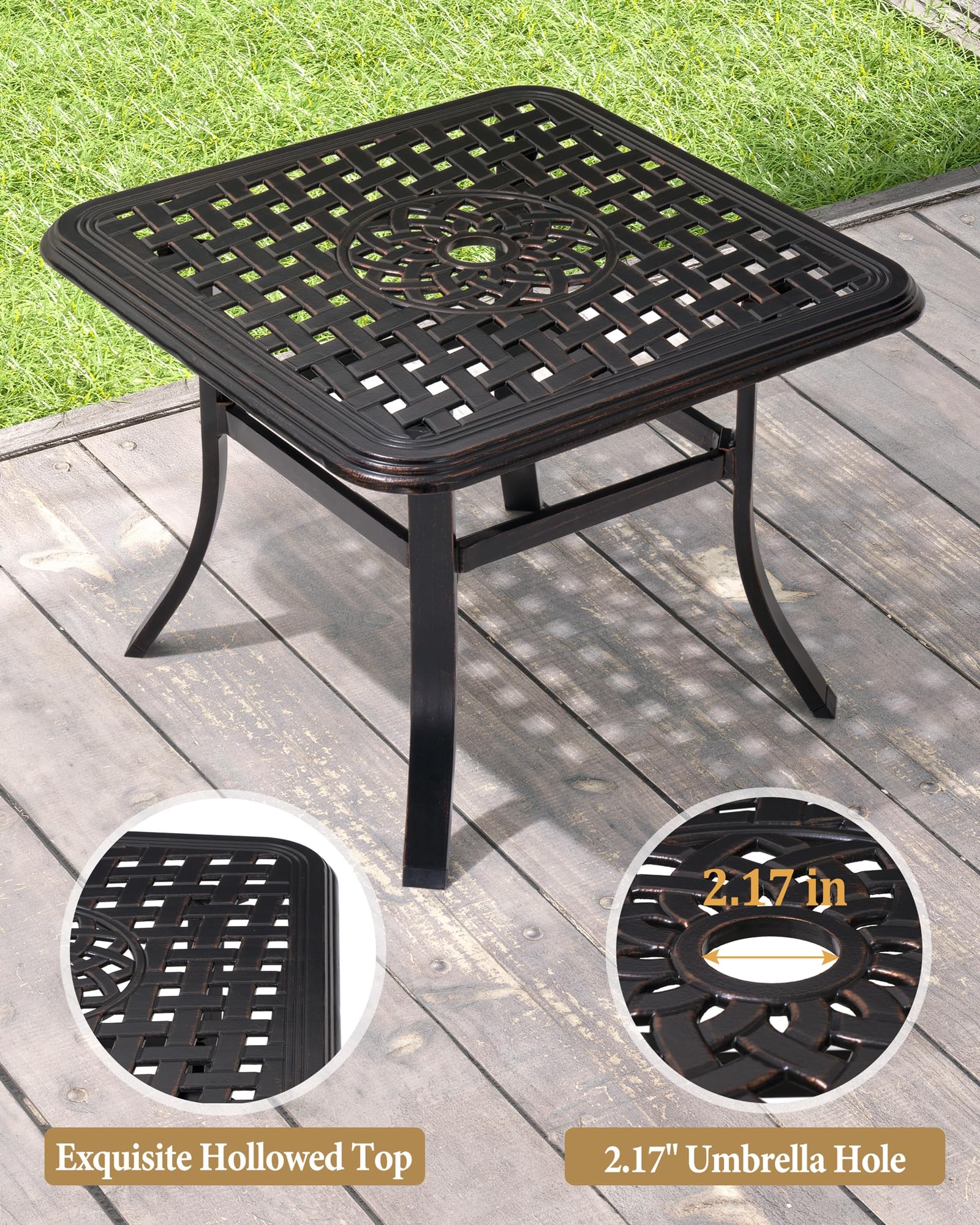 Premium Cast Aluminum Outdoor Patio Side Table - 24
