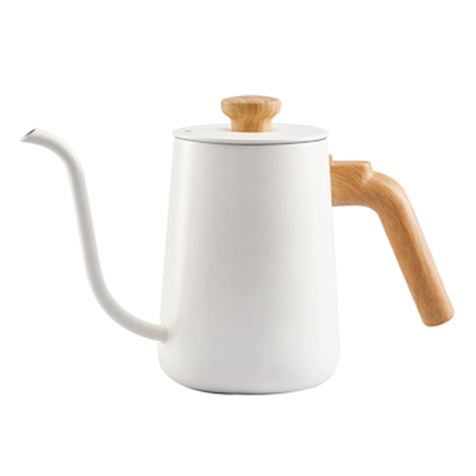 Premium 650ml Stainless Steel Gooseneck Kettle with Lid - Long Narrow Spout for Precise Pouring - Perfect for Pour Over Coffee, Tea Brewing & Home Barista Use - Ideal for Coffee Shops & Home Kitchens (White)