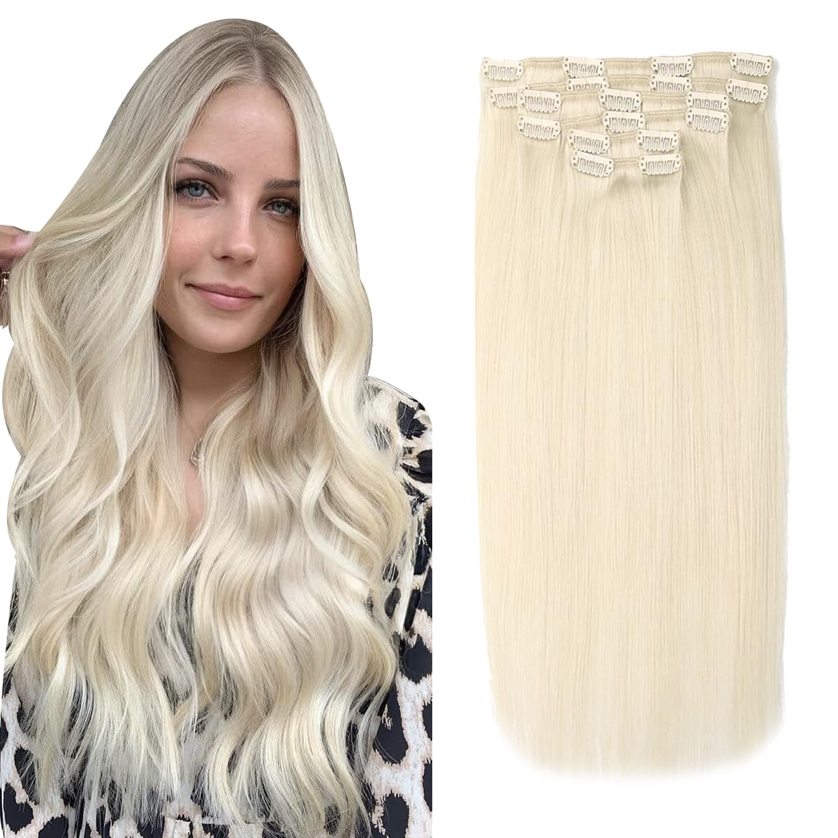 Premium 100% Human Hair Clip-In Extensions - Silky Straight Hair Extensions for Length & Volume | Perfect for Parties, Weddings & Everyday Styling