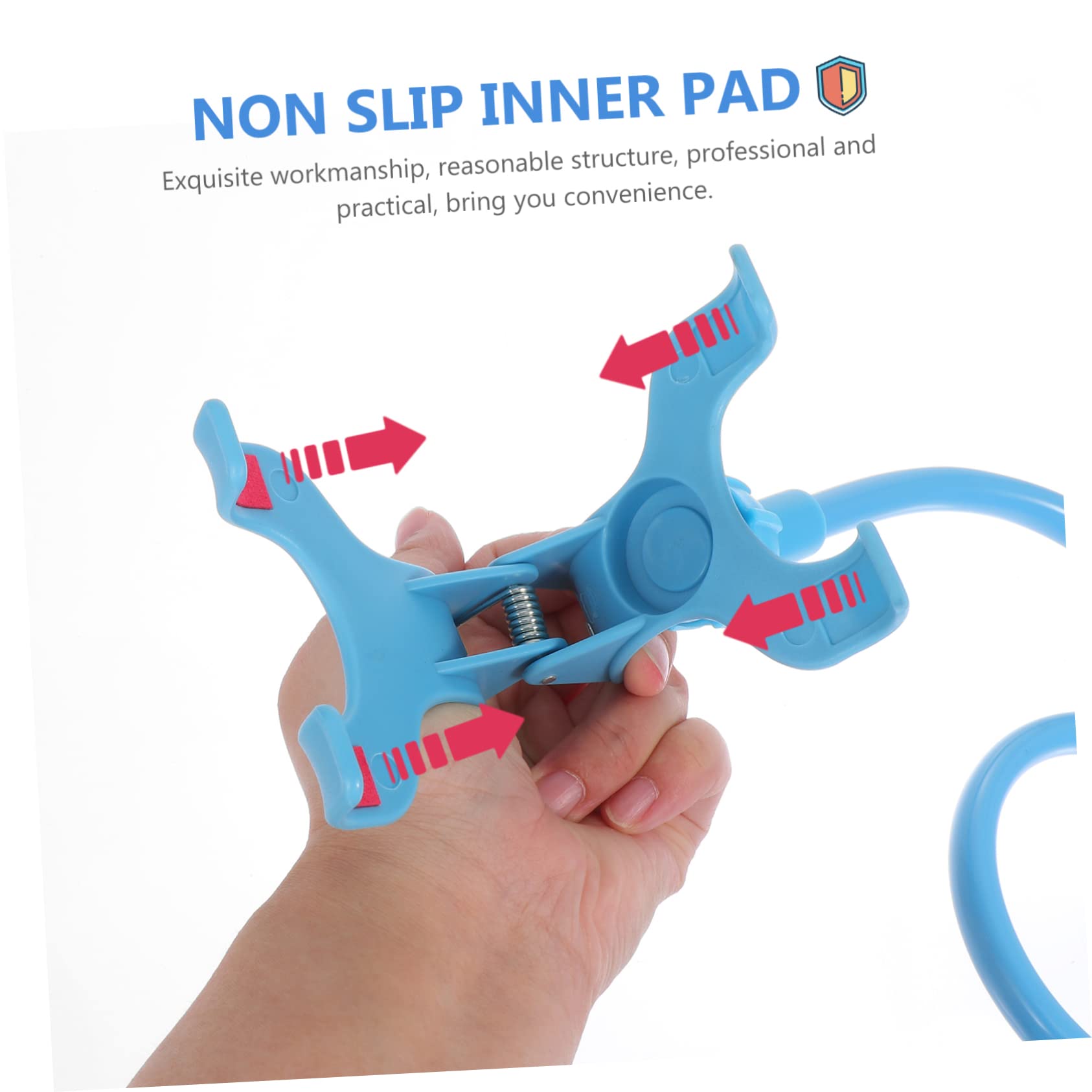 Sturdy Dual Clamp Phone Stand Holder for iPhone, iPad, Tablet - Adjustable & Portable Blue - Perfect for Desk, Office, Video Calls, Cooking, Reading & Hands-Free Viewing