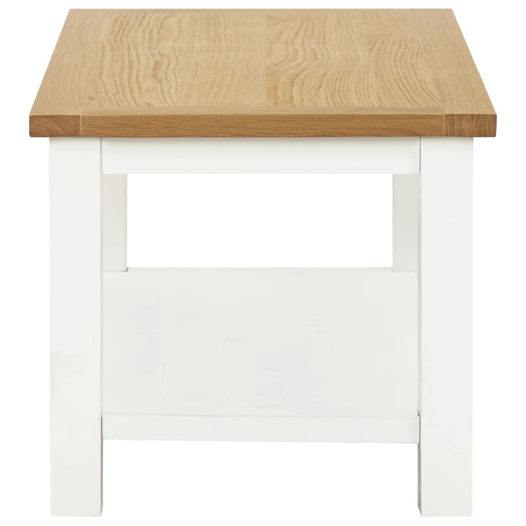 Solid Oak Wood Square Coffee Table with Storage - 43.3