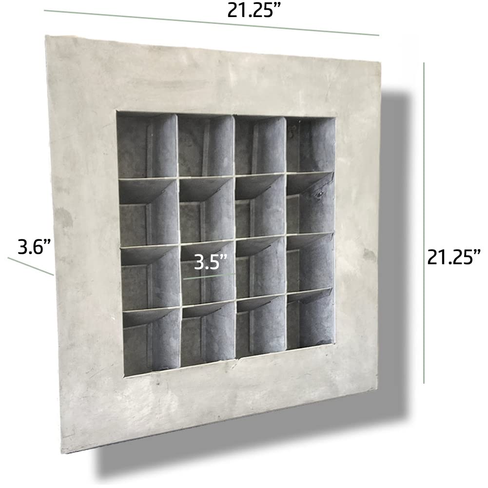 Modern Galvanized Steel Succulent Wall Planter - Aged Zinc Finish, 16 Pocket Vertical Garden for Indoor/Outdoor Decor | Perfect for Home, Office, Balcony & Patio Plant Display