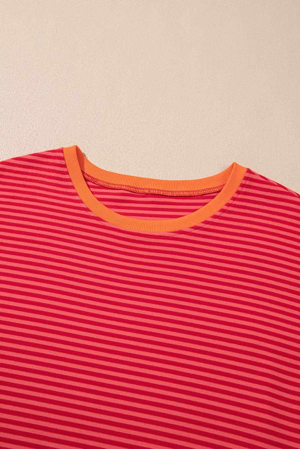 Fashionable Orange Striped Plus Size Women's Tops - Casual & Comfortable Blouse for Work, Party & Everyday Wear