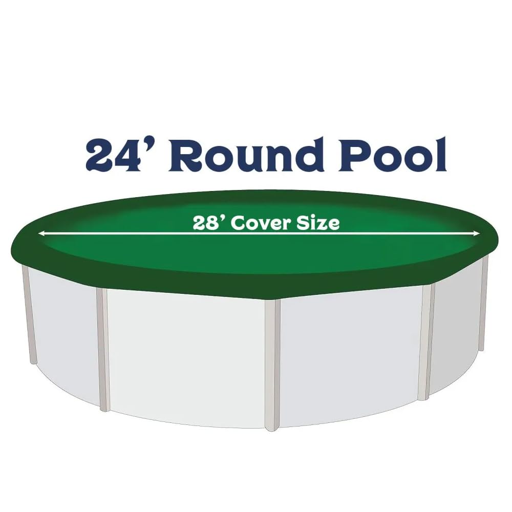 Buffalo Blizzard 24 ft Round Heavy Duty Winter Pool Cover - Cold & UV Resistant Reversible Green/Black Above Ground Pool Protection | Shields from Debris, Leaves & Harsh Weather | Perfect for Seasonal Storage & Winterization