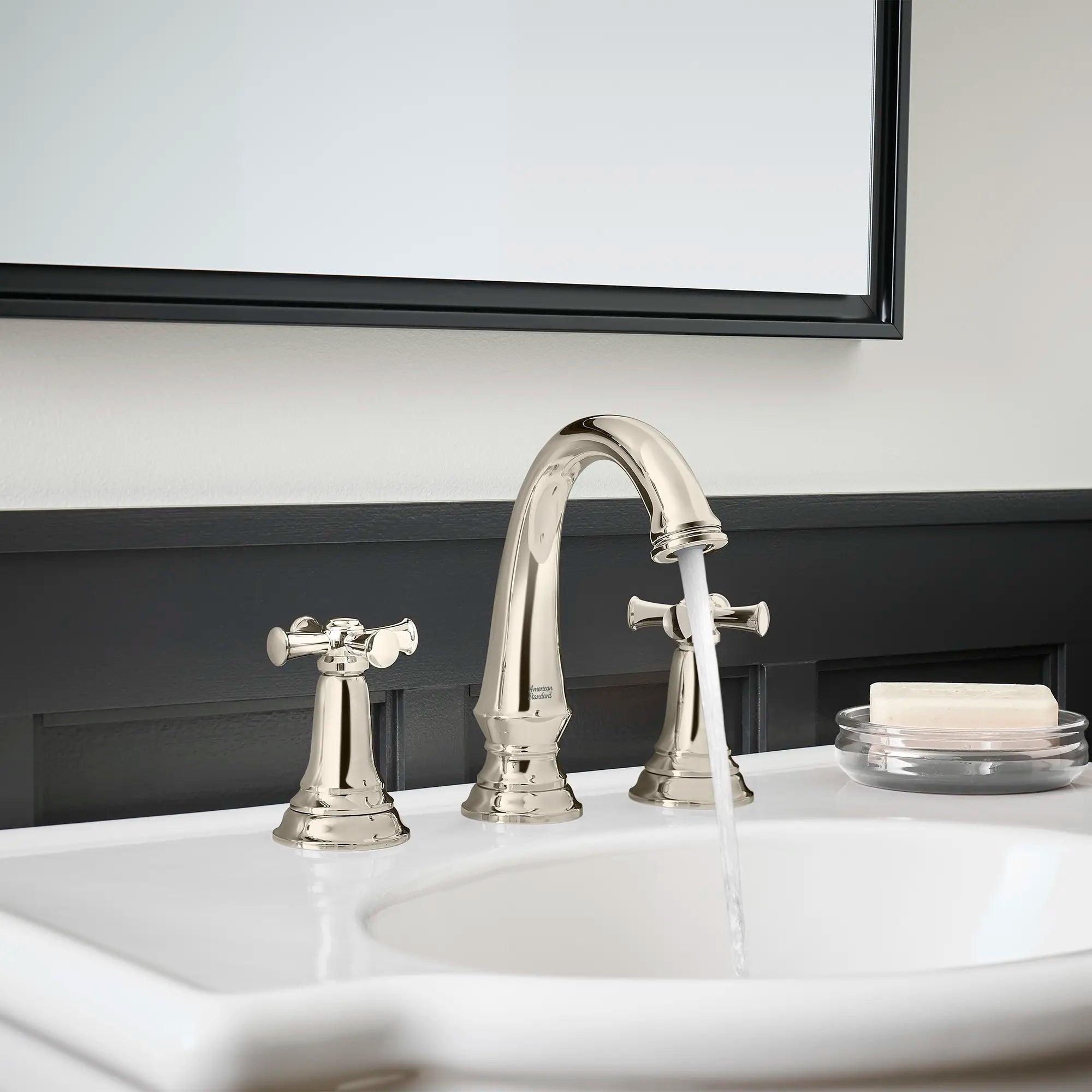Delancey® 8 Inch Widespread 2 Handle Bathroom Faucet - 1.2 GPM/4.5 LPM Low Flow Water-Saving Design - Cross Handles for Classic Style - Perfect for Vanity, Powder Room & Guest Bathroom Installation