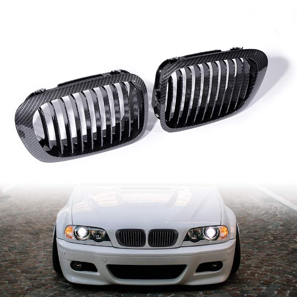 Astra Depot Carbon Fiber E46 Kidney Grille Compatible with 1999-2002 BMW 325Ci 330Ci 2-Door Coupe - Upgrade Your BMW's Front Grille for Enhanced Style & Performance