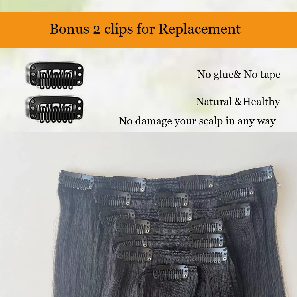 Yaki Straight Clip-In Hair Extensions for Black Women - 7PCS/Set 16Inch 120Gram Remy Human Hair (Straight & Curly Styles) | Perfect for Daily Wear, Parties & Special Occasions