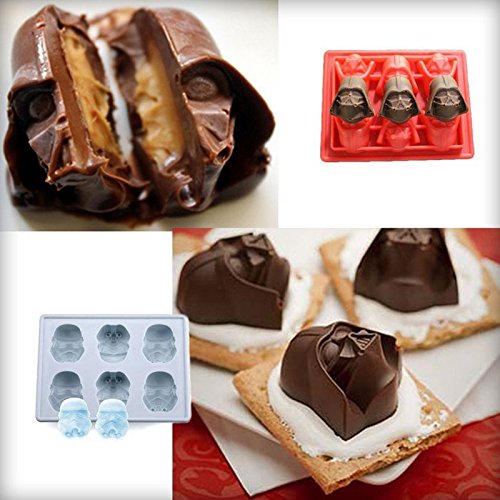 Star Wars Ice Cube Tray Set - Silicone Non-Stick Chocolate & Candy Molds (Stormtrooper, Darth Vader, X-Wing, Millennium Falcon, R2-D2, Han Solo, Boba Fett, Death Star) - Perfect for Cocktails, Kids Parties & Baking Decorations