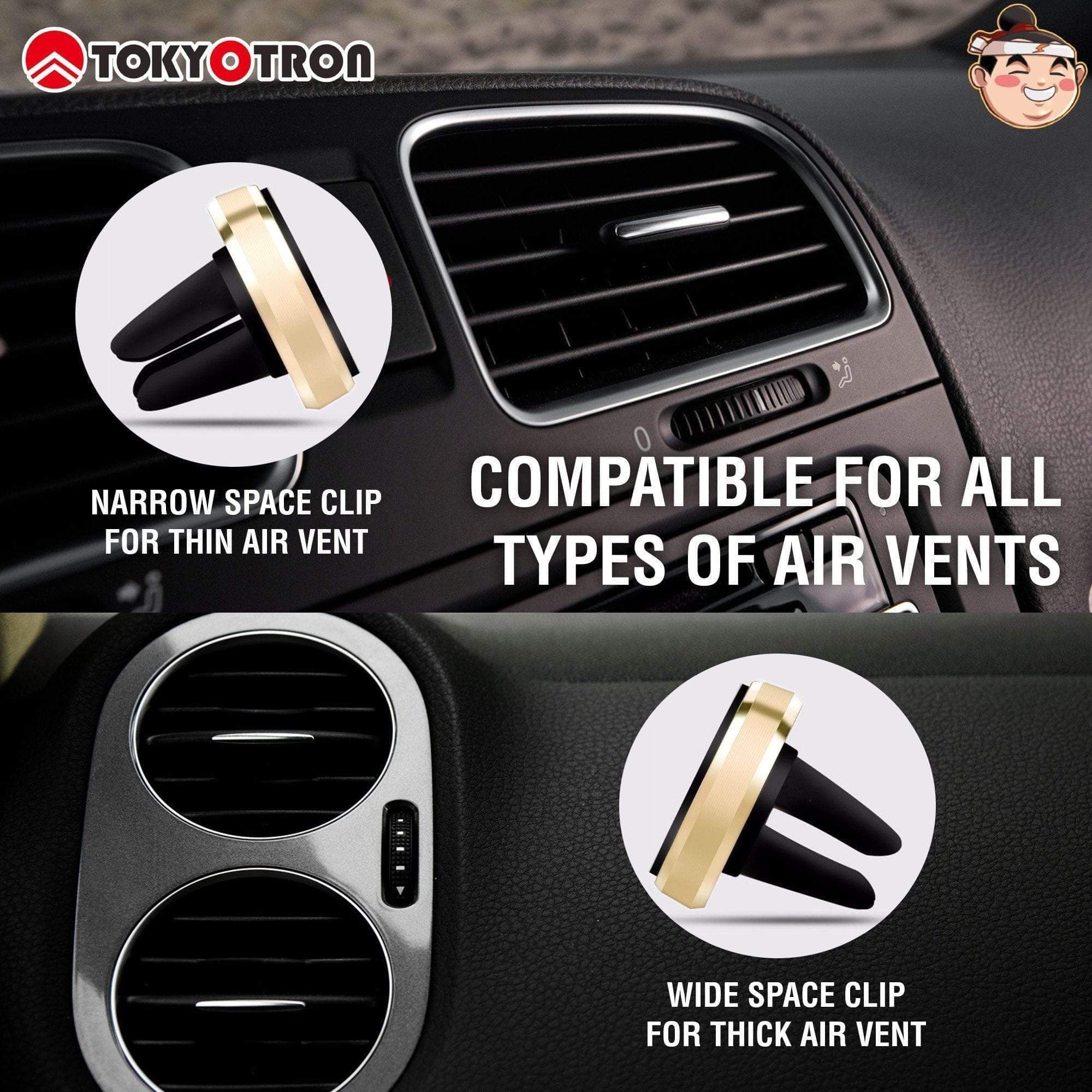 Tokyotron Magnetic Car Phone Holder - Strong Vent Mount Stand for iPhone, Samsung & Smartphones - Perfect for Driving, Commuting & Road Trips