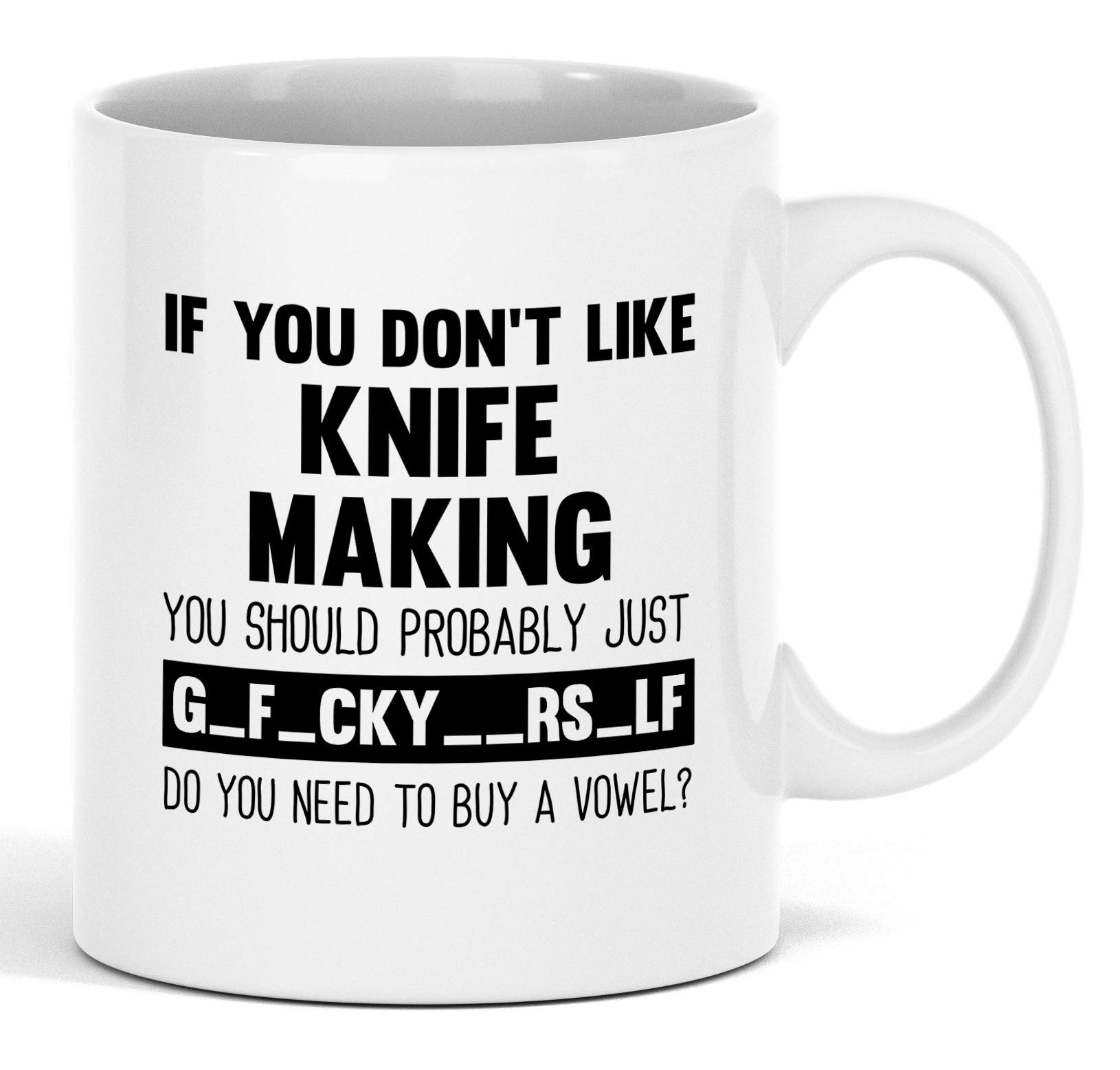 11 oz Funny Knife Making Novelty Ceramic Coffee Mug - Unique White Coffee Cup Gift for Men & Women - Perfect for Christmas, Birthday & Office Use
