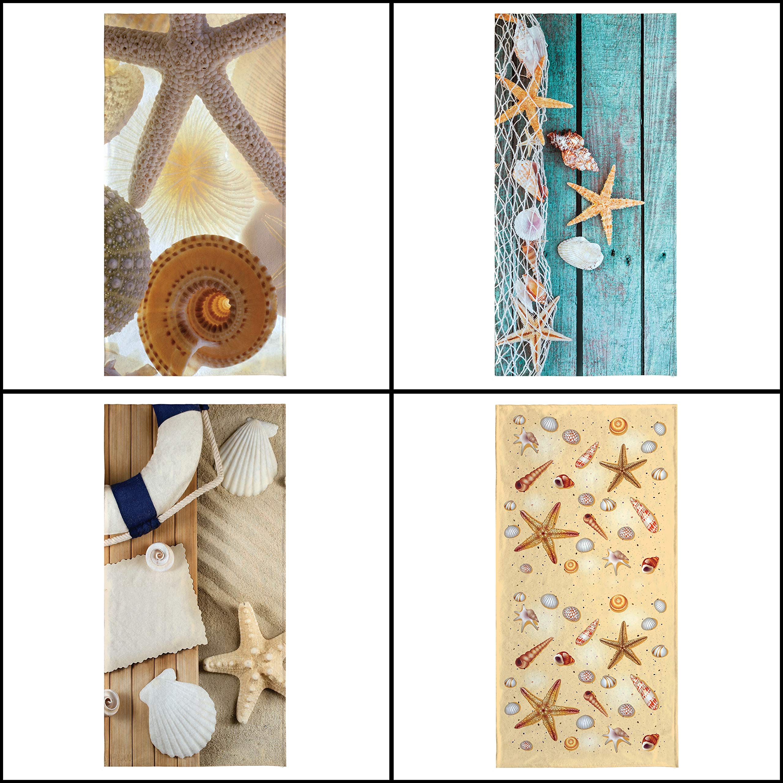 Set of 2 Oversized 3D Printed Starfish Beach Towels - Ultra Soft Turkish Cotton Bath & Pool Towels for Adults & Kids, Highly Absorbent Large Towel Set (2 Pack) - Perfect for Beach Vacations, Spa Days & Summer Pool Parties