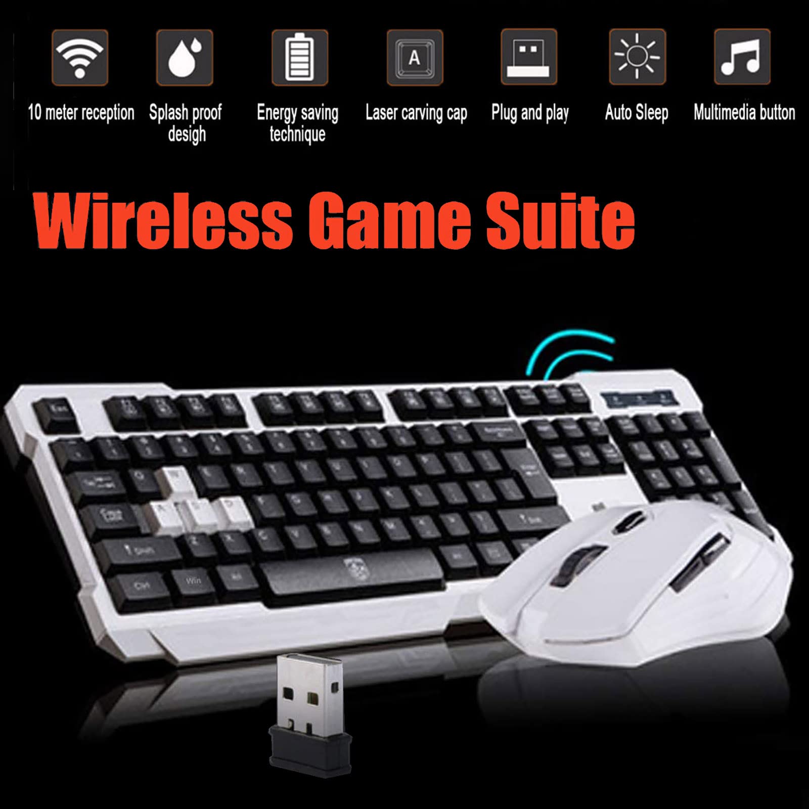Wireless Keyboard and Mouse Combo - 2.4GHz Ergonomic USB Keyboard & Optical Mouse Set for PC, Laptop, Mac - Perfect for Home Office, Gaming & Study (White) | Comfortable Typing & Precise Cursor Control