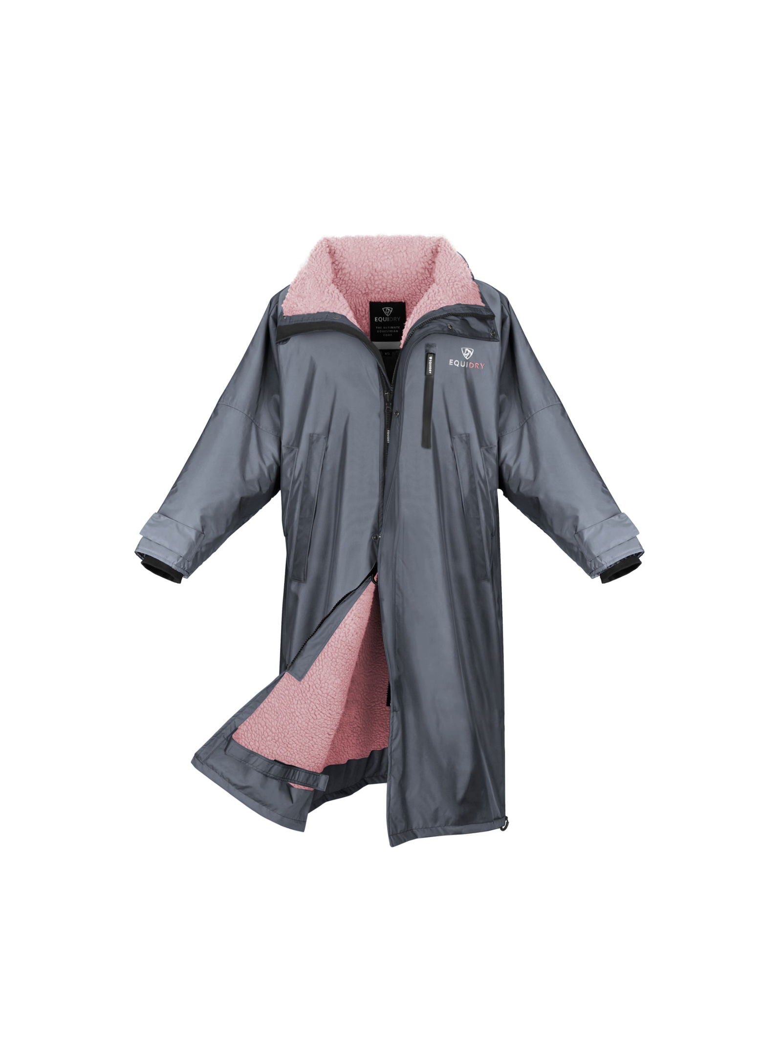 Evolution Kids' Thick Fleece Jacket with Stowaway Hood - Charcoal & Pale Pink - Warm Winter Coat for Boys & Girls - Perfect for School, Outdoor Play & Cold Weather Activities