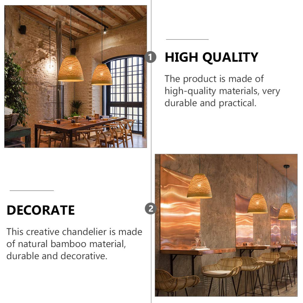 Handmade Rattan Chandelier - Natural Bamboo Ceiling Pendant Light with Retro Design for Bedroom, Living Room, or Patio Decor