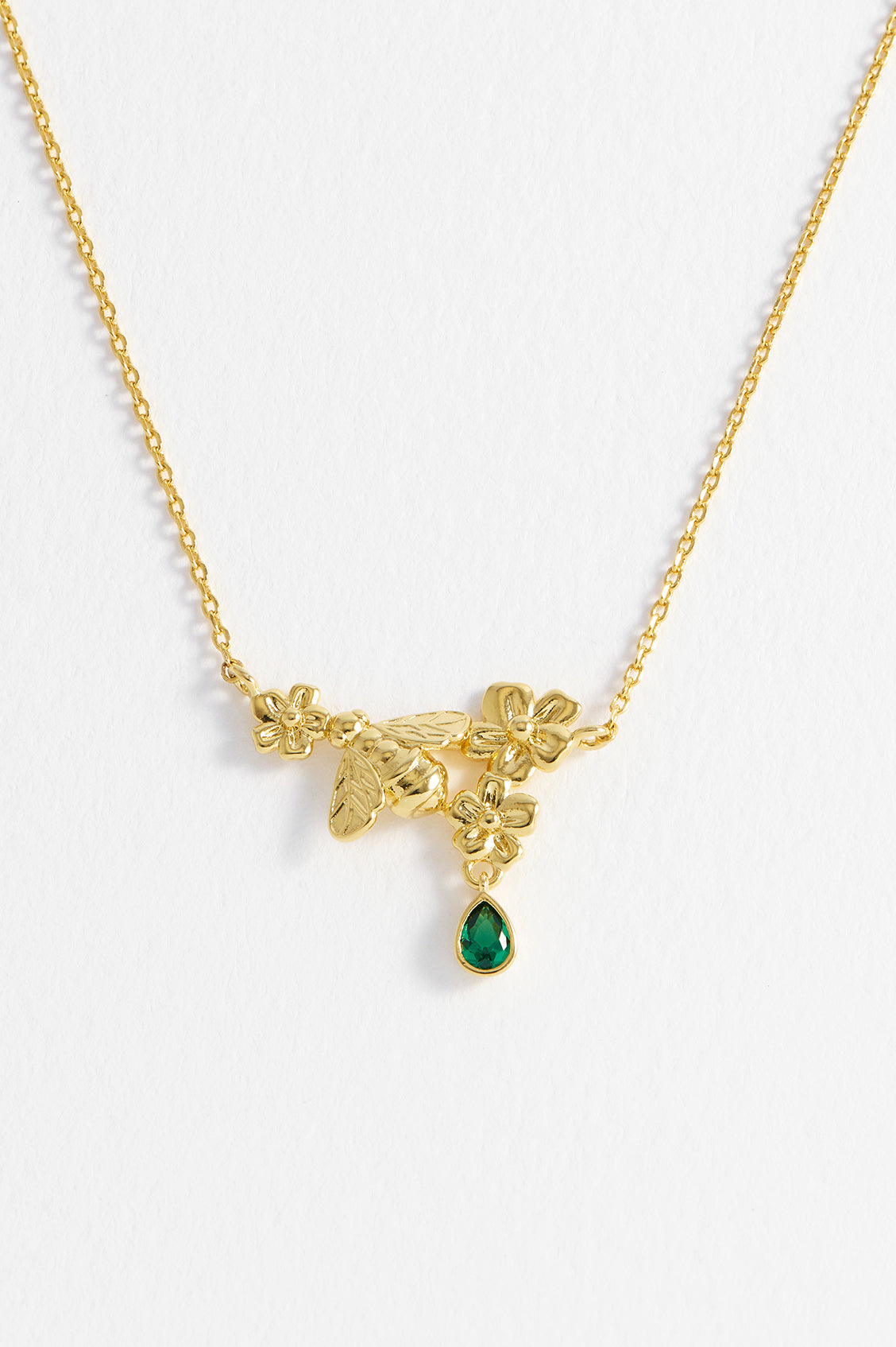 CZ Floral Bee Necklace - Elegant Gold Plated Pendant for Women | Perfect for Valentine's Day, Anniversary & Everyday Wear