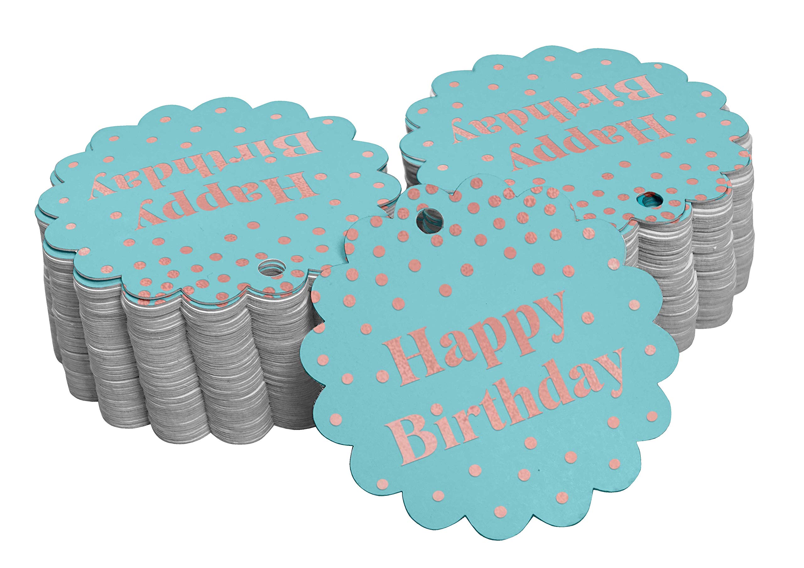 100pcs Real Rose Gold Foil Happy Birthday Gift Tags - Elegant Party Favor Tags for Birthday Decorations, Wedding Favors & Special Event Gift Wrapping