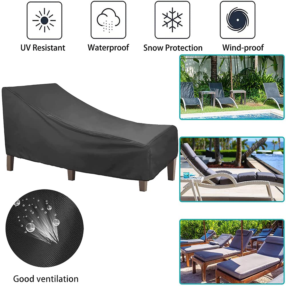 Waterproof Outdoor Chaise Lounge Chair Cover - Dustproof Recliner Protector for Patio, Garden & Yard - Durable Furniture Cover for Bench & Chaise Longue (1pc) - Perfect for Sun, Rain & Snow Protection