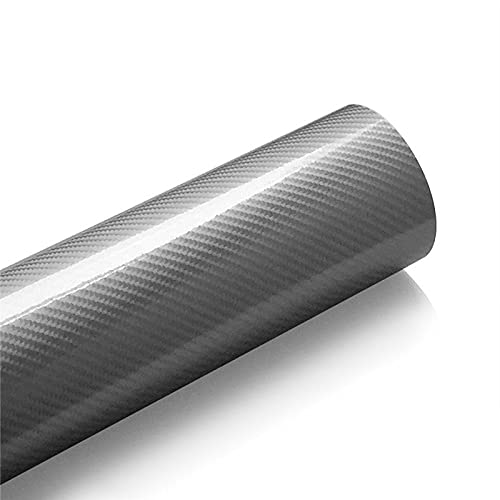 5D Carbon Fiber Vinyl Wrap for Cars & Motorcycles - Silver | High Glossy Finish for Interior/Exterior Styling