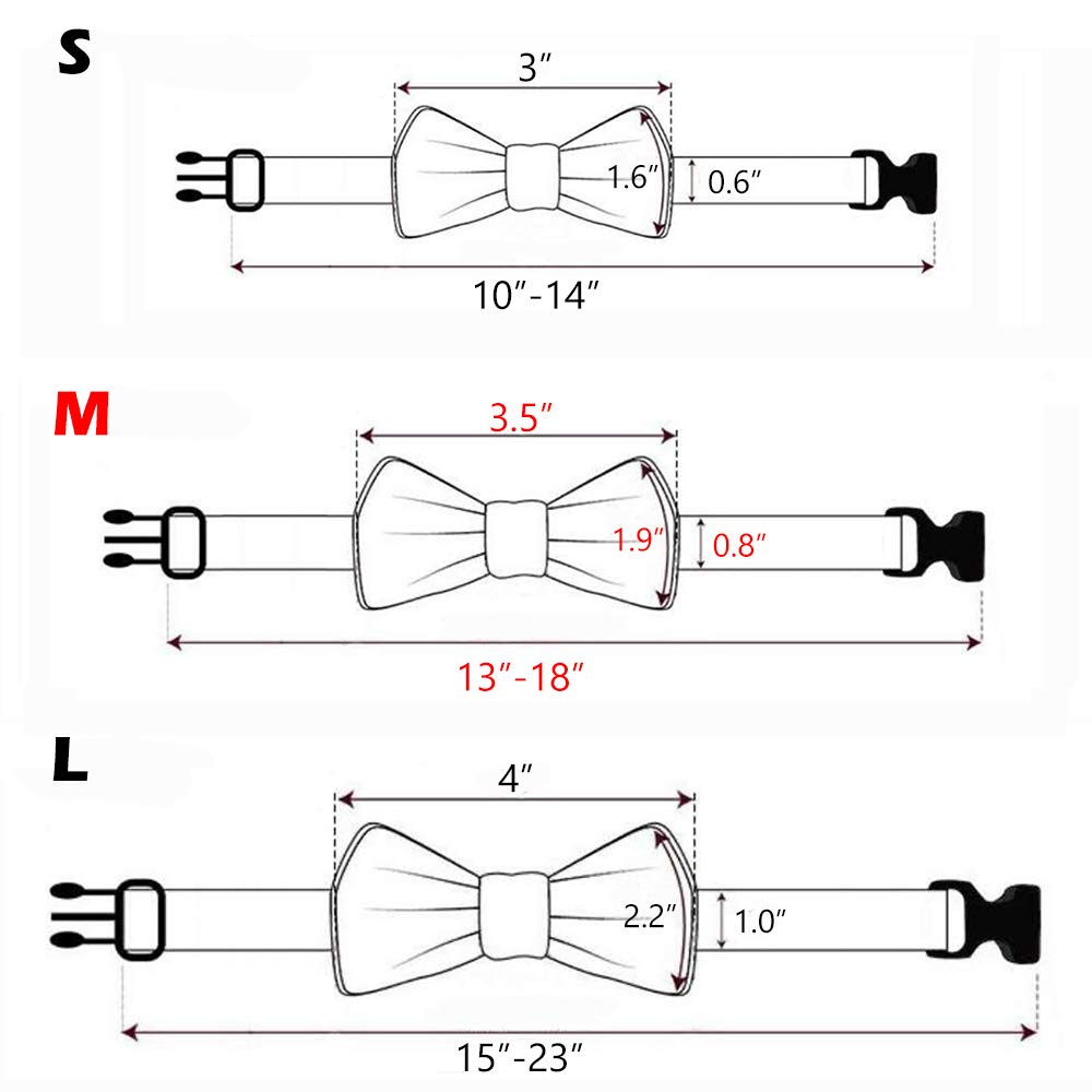 Stylish Plaid Bow Tie Dog Collar - Adjustable Soft Leather Pet Collar for Small Medium Large Dogs (13