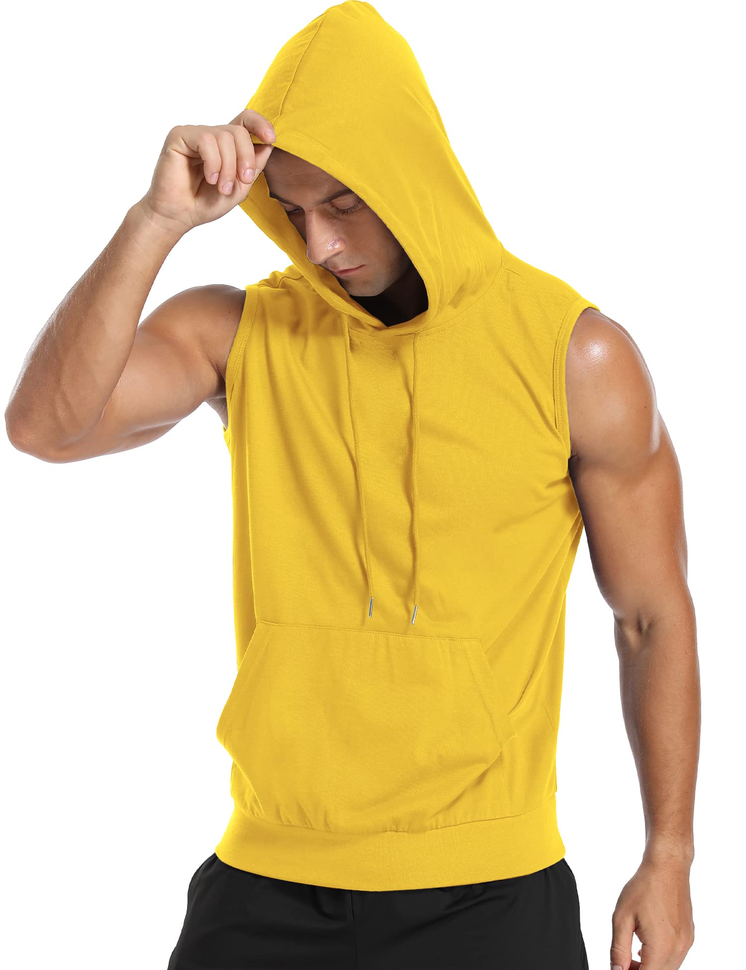 Amussiar Men's Workout Hooded Tank Top - Sleeveless Gym Training Hoodie for Bodybuilding & Muscle Cut Off Shirt | Perfect for Weightlifting, Running & Fitness Training
