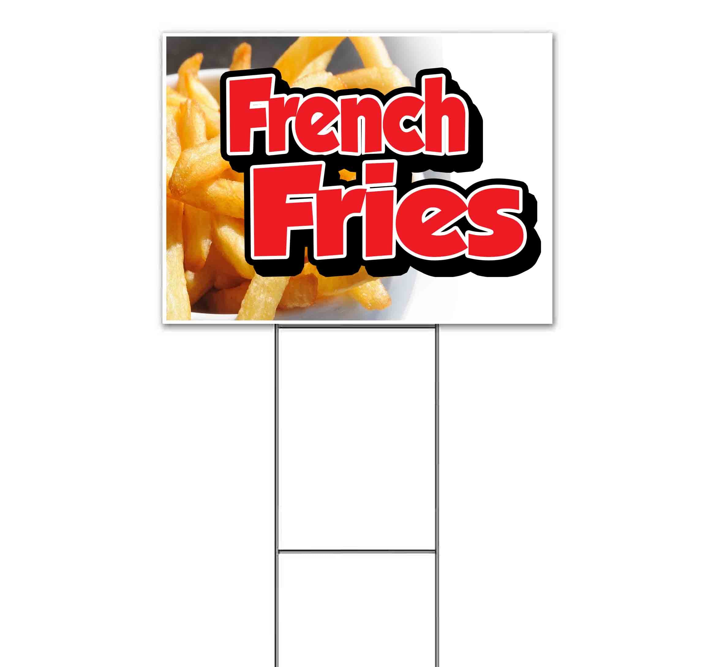 18x24 Inch French Fries Yard Sign with Metal Step Stake - Bulk Discounts & Multi-Packs Available | Durable Outdoor Advertising Sign for Restaurants, Fast Food Promotions & Events (Made in USA)